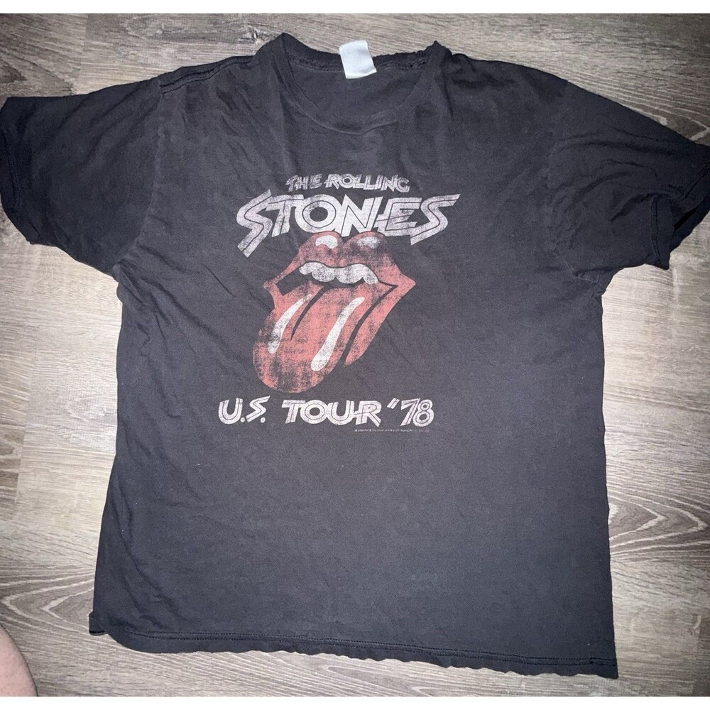 RETRO Y2K ROLLING STONES Band T-Shirt US TOUR 78 BLACK Concert SHIRT XL  Vintage